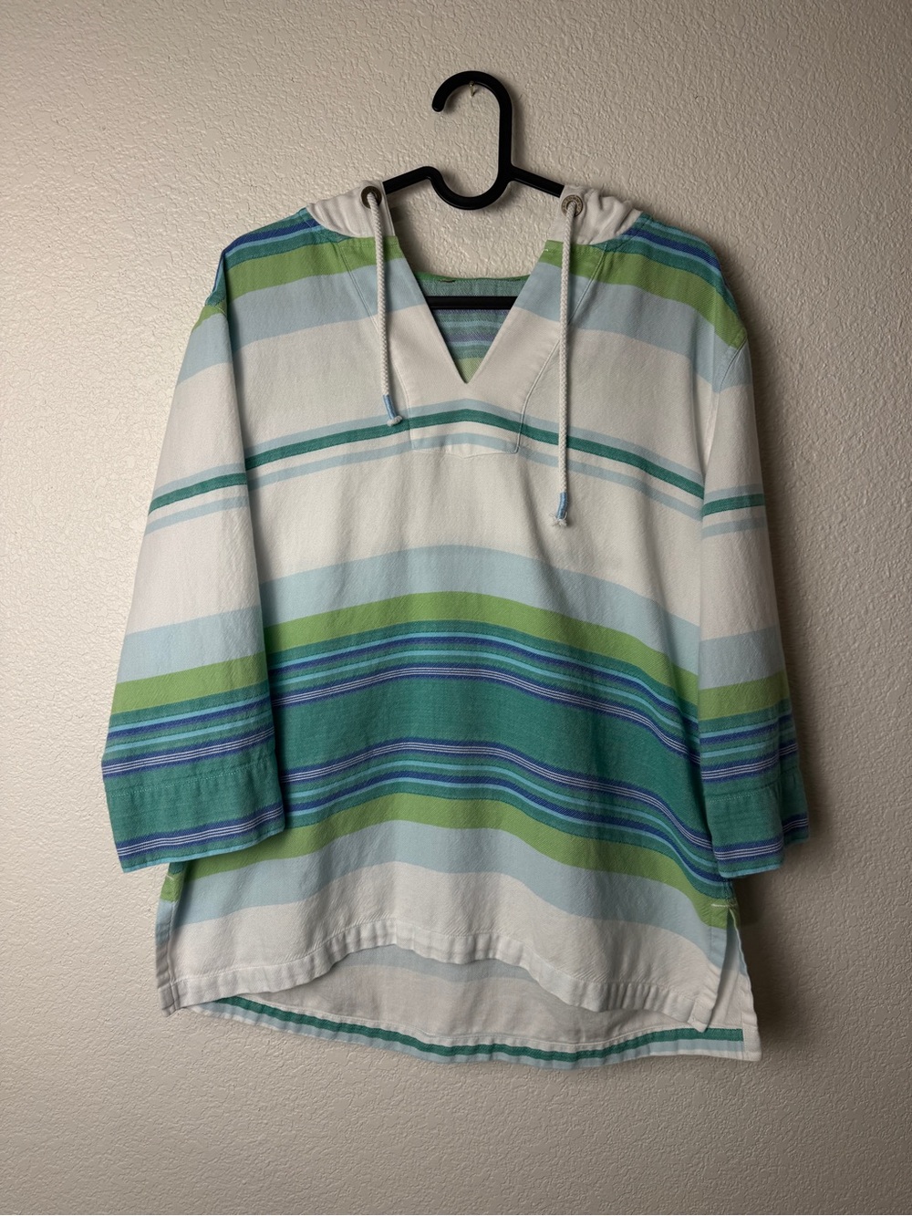 Tommy Bahama women’s Striped Hooded Tunic Top beach cotton